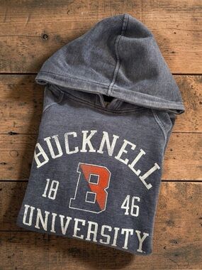 Bucknell University Bison Hoodie Blue 84 Distressed Vintage Look Navy Women S